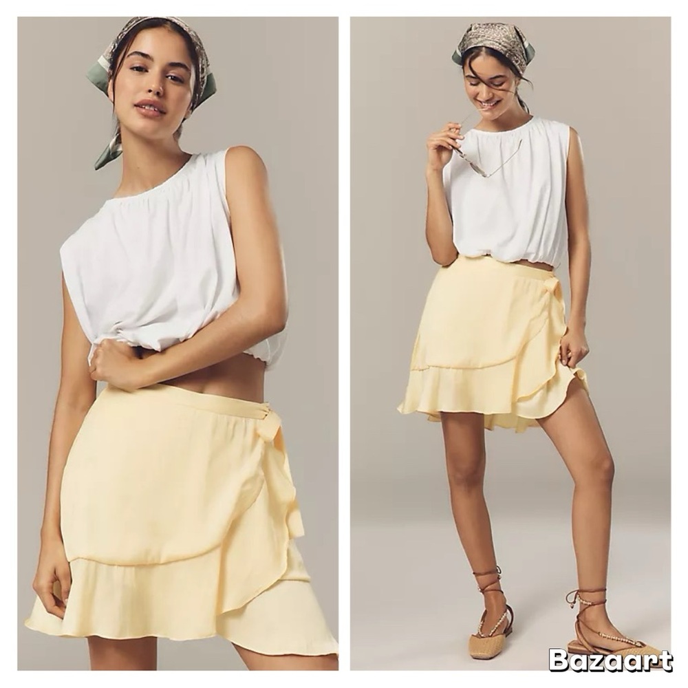 Anthropologie Maeve Ruffle Mini Skirt Sz L NWT